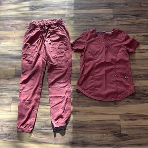 ScrubStar Heather Clay Burnt Orange Jogger Scrub Set
